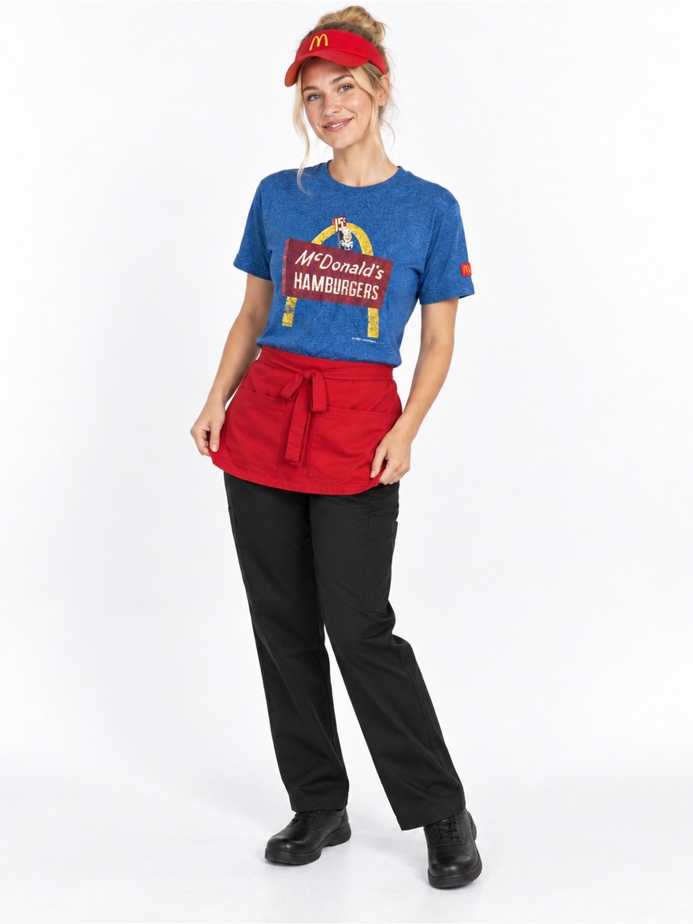 McDonald’s Retro Hamburgers Graphic T Shirt Blue Workwear Halloween Cosplay XS